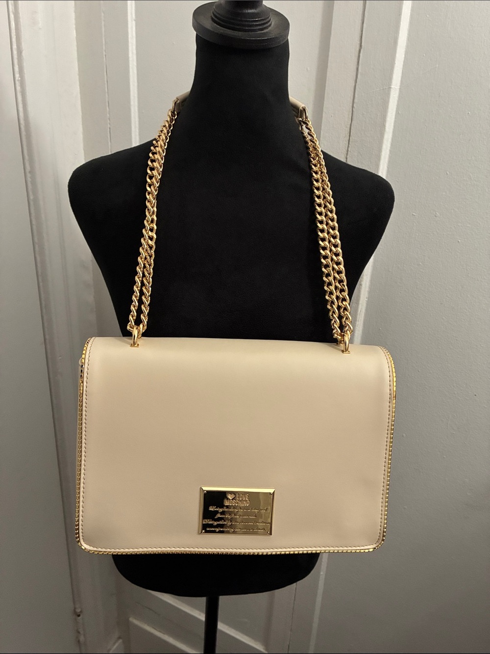Love Moschino Logo-Plaque Chain-Link Shoulder Bag